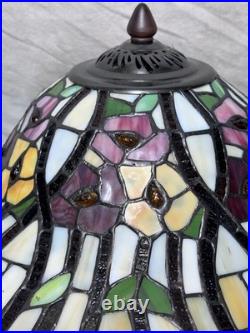 Tiffany Style Vintage Bayberry Stained Glass Table Lamp 2005 New Old Stock