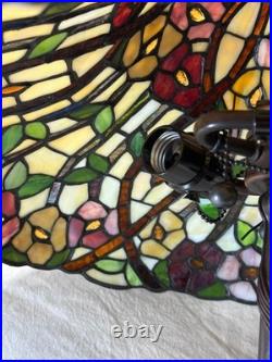 Tiffany Style Vintage Bayberry Stained Glass Table Lamp 2005 New Old Stock