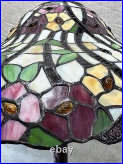 Tiffany Style Vintage Bayberry Stained Glass Table Lamp 2005 New Old Stock