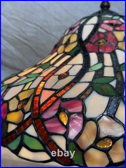 Tiffany Style Vintage Bayberry Stained Glass Table Lamp 2005 New Old Stock