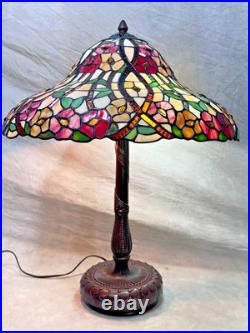 Tiffany Style Vintage Bayberry Stained Glass Table Lamp 2005 New Old Stock