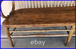 Tiger Oak Bench, 66 Vintage Bank/Lawyer Lobby Bench Old Mission Style Furniture
