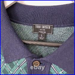 Todd Snyder Placket Polo Mens Italian Cotton Silk Abstract Argyle Shirt Large