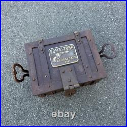 Tombstone Cast Iron Strong Box Old West Vintage-Style Rustic Storage Box