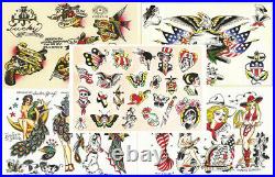 Traditional, Vintage, Old School Style Tattoo Flash Collection, 46 Sheets 11x17