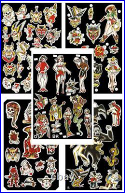 Traditional, Vintage, Old School Style Tattoo Flash Collection, 46 Sheets 11x17A