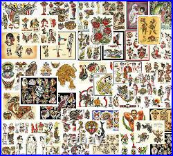 Traditional, Vintage, Old School Style Tattoo Flash Collection, 47 Sheets 11x14