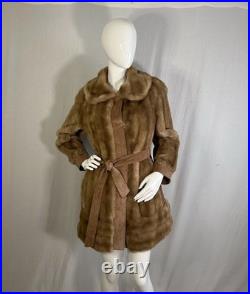 True VTG Penny Lane 60s Blonde Mink Suede Leather Fur Coat S Mob Wife WW2 Style