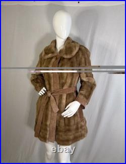 True VTG Penny Lane 60s Blonde Mink Suede Leather Fur Coat S Mob Wife WW2 Style