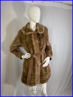 True VTG Penny Lane 60s Blonde Mink Suede Leather Fur Coat S Mob Wife WW2 Style