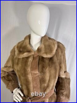 True VTG Penny Lane 60s Blonde Mink Suede Leather Fur Coat S Mob Wife WW2 Style