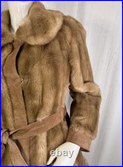 True VTG Penny Lane 60s Blonde Mink Suede Leather Fur Coat S Mob Wife WW2 Style