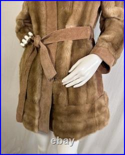 True VTG Penny Lane 60s Blonde Mink Suede Leather Fur Coat S Mob Wife WW2 Style