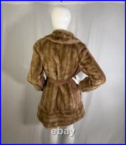 True VTG Penny Lane 60s Blonde Mink Suede Leather Fur Coat S Mob Wife WW2 Style
