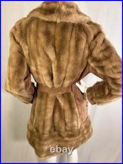 True VTG Penny Lane 60s Blonde Mink Suede Leather Fur Coat S Mob Wife WW2 Style