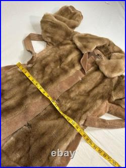True VTG Penny Lane 60s Blonde Mink Suede Leather Fur Coat S Mob Wife WW2 Style