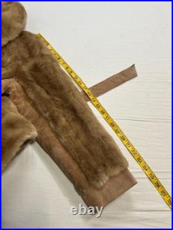 True VTG Penny Lane 60s Blonde Mink Suede Leather Fur Coat S Mob Wife WW2 Style