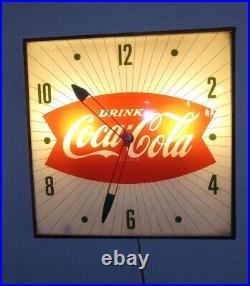 ULTRA RARE Vintage DINER Style COCA-COLA Old FISHTAIL Light Up CLOCK Glass Globe