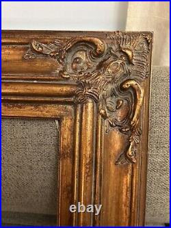 VERY HEAVY Old vintage WOODEN FRAME GILDED ORNATE 17x21 Estate find