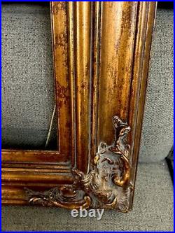 VERY HEAVY Old vintage WOODEN FRAME GILDED ORNATE 17x21 Estate find