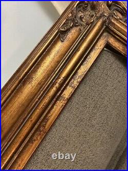 VERY HEAVY Old vintage WOODEN FRAME GILDED ORNATE 17x21 Estate find