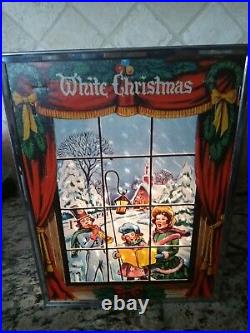 VERY RARE OLD VINTAGE ECONOLITE WHITE CHRISTMAS FRAME STYLE MOTION LAMP WithBOX