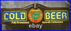 VINTAGE 1960S OLD STYLE COLD BEER 36 Light Sign TIFFANY SIGN HEILEMAN'S HTF