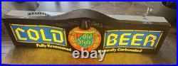 VINTAGE 1960S OLD STYLE COLD BEER 36 Light Sign TIFFANY SIGN HEILEMAN'S HTF
