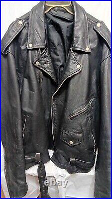 VINTAGE 1970s Leather Biker Jacket Old School Style Size 58