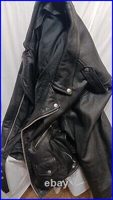 VINTAGE 1970s Leather Biker Jacket Old School Style Size 58