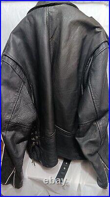 VINTAGE 1970s Leather Biker Jacket Old School Style Size 58