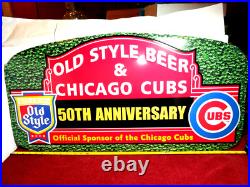 VINTAGE 2000 NEW 35x17 WRIGLEY FIELD CUBS OLD STYLE BEER ADV SIGN TIN TACKER-C85