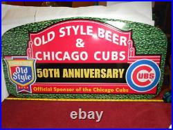 VINTAGE 2000 NEW 35x17 WRIGLEY FIELD CUBS OLD STYLE BEER ADV SIGN TIN TACKER-C85