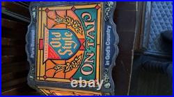 VINTAGE 70S OLD STYLE BEER ON TAP STAINED GLASS LOOKING LIGHT-UP SIGN CAVE Rare