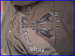 VINTAGE ARMY STYLE OLD CROWS VIET NAM MENS OLIVE DRAB FATIGUE SHIRT JACKET Sz L