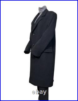 VINTAGE Men's Cashmere Coat Black Italian Wool Silver Cloud 42 R