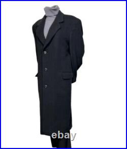 VINTAGE Men's Cashmere Coat Black Italian Wool Silver Cloud 42 R