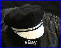 VINTAGE OLD SCHOOL STYLE BIKER ROAD CAPTAIN'S HAT/CAP With DIAMOND WING PATCH