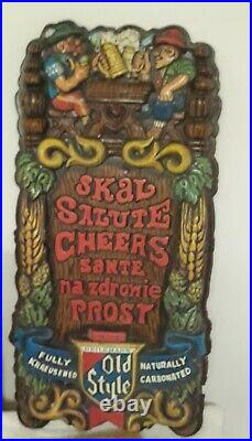 VINTAGE OLD STYLE BEER SIGN WithGERMAN MEN 24H 12W RARE! Don't Miss it