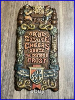 VINTAGE OLD STYLE BEER SIGN WithGERMAN MEN 24H 12W RARE! Don't Miss it