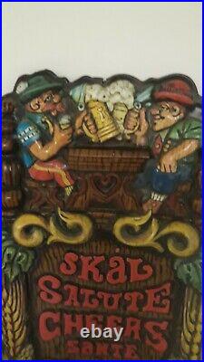 VINTAGE OLD STYLE BEER SIGN WithGERMAN MEN 24H 12W RARE! Don't Miss it