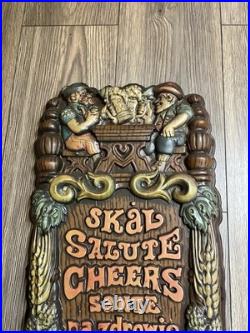 VINTAGE OLD STYLE BEER SIGN WithGERMAN MEN 24H 12W RARE! Don't Miss it