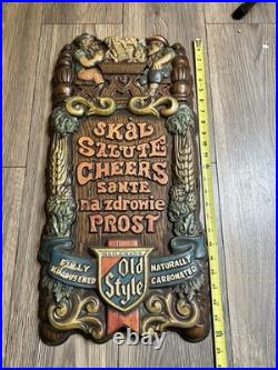 VINTAGE OLD STYLE BEER SIGN WithGERMAN MEN 24H 12W RARE! Don't Miss it