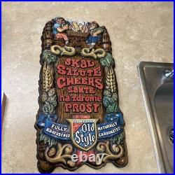 VINTAGE OLD STYLE BEER SIGN WithGERMAN MEN 24H 12W RARE Man Cave Neat 1970s Vibe