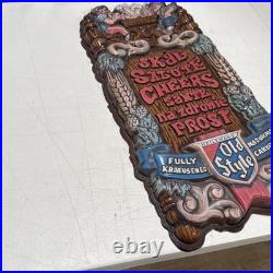 VINTAGE OLD STYLE BEER SIGN WithGERMAN MEN 70s Heilman's Old Style