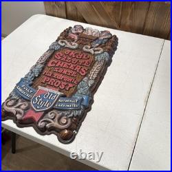 VINTAGE OLD STYLE BEER SIGN WithGERMAN MEN 70s Heilman's Old Style