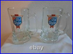 VINTAGE OLD STYLE Set Of 6 Thick Glass Beer Mugs With 1 Glass Pitcher. Excellent