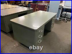 VINTAGE/OLD STYLE TANK DESK by STEELCASE OFFICE FURNITURE in GRAY METAL