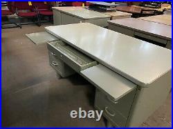 VINTAGE/OLD STYLE TANK DESK by STEELCASE OFFICE FURNITURE in GRAY METAL