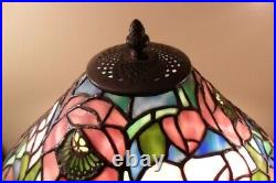 VINTAGE Old Real TIFFANY STYLE STAINED GLASS LAMP